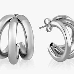 18K Gold Plated Triple Hoop Earrings 