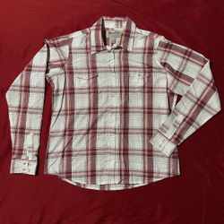 Wrangler Pearl Snap Shirt Girls Large Plaid Pink White Glitter Cowgirl Rodeo