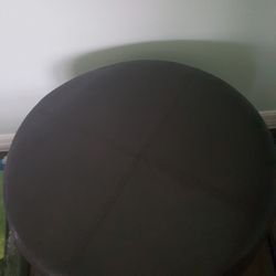 Dark Brown Leather Ottoman 