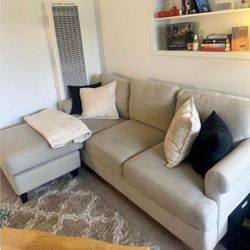 Living Spaces Cream White Reversible Chaise Sofa