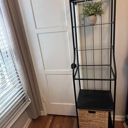 IKEA RÖNNSKÄR Shelving unit, Metal Glass, black, 42x176 cm (16 1/2x69 1/4 ")