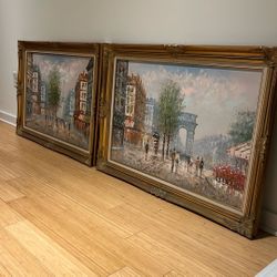 2 Large Paintings with frame from Paris