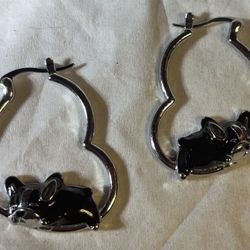 Frenchie Heart Earrings 
