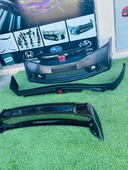 Fits 06-11 Civic Mugen RR Front Bumper ABS + REAR LIP  + TRUNK SPOILER  4 door only fit