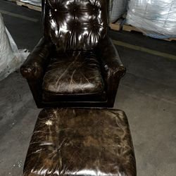 Leather Chair and Ottoman