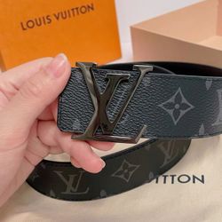 Men's LV Belt - Silver Gray Width 4cm