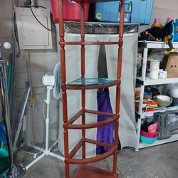 Solid Wood Corner Stand With Glass Shelves $50