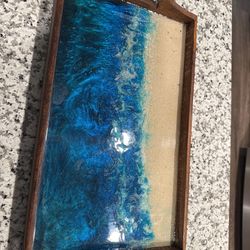 Handmade Resin Ocean Beach Tray – Real Sand & Ocean Design