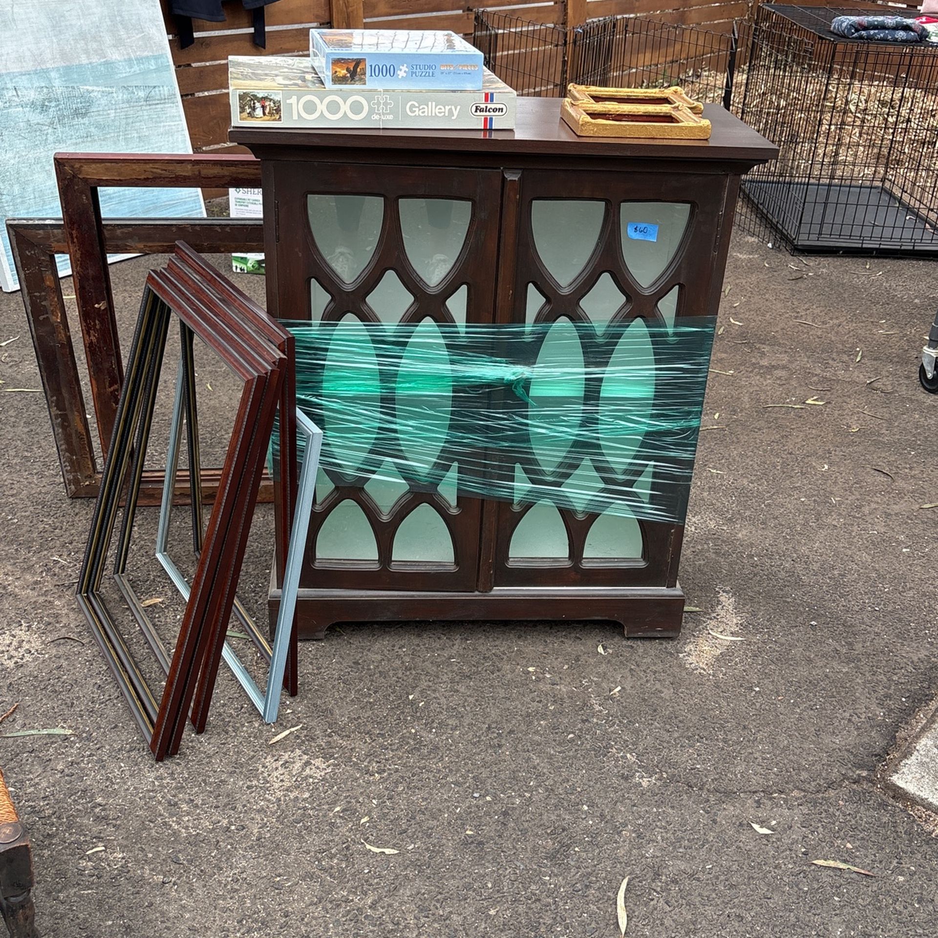Mirrored And Wood Cabinet
