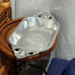Vintage Cast Aluminum Serving Tray • Ornate Handles (14” x 7”)