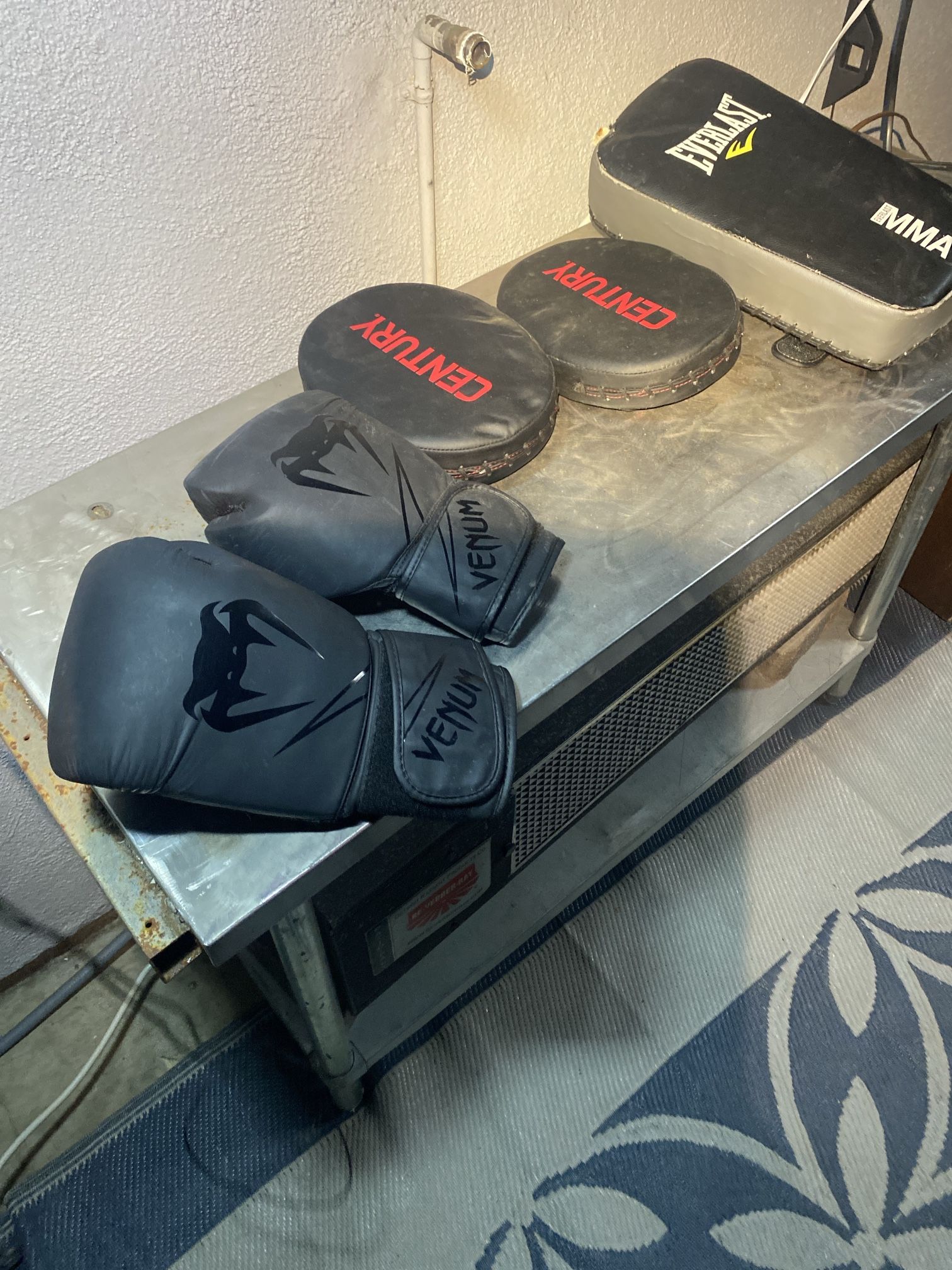 Boxing Gloves, Punching Mitts And UFC Kicking Pad Bundle
