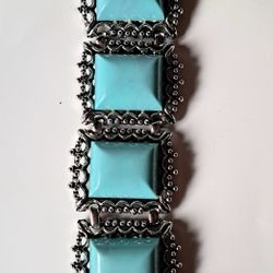Vintage FAUX  Turquoise 60's Bracelet, 7"