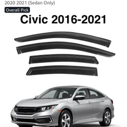 Window Visor Fits 2016 To 2021 Honda Civic 