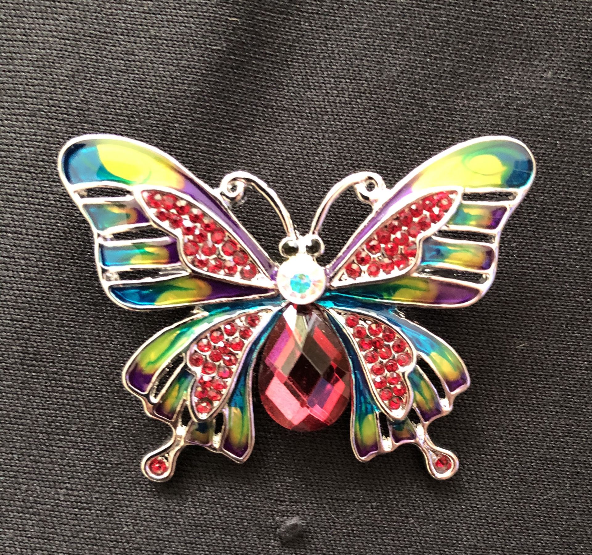 Butterfly rhinestone brooch