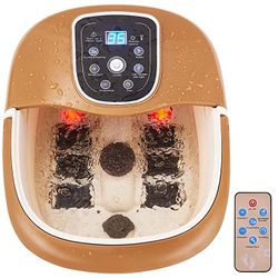 All-In-One Foot Spa Bath Massager Tem/Time Set Heat Bubble Vibration W/6 Roller (p)