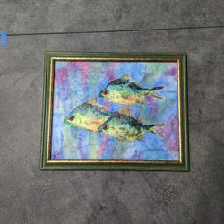 Oil Pastel Florida Snapper By Marcia B Hansen Framed