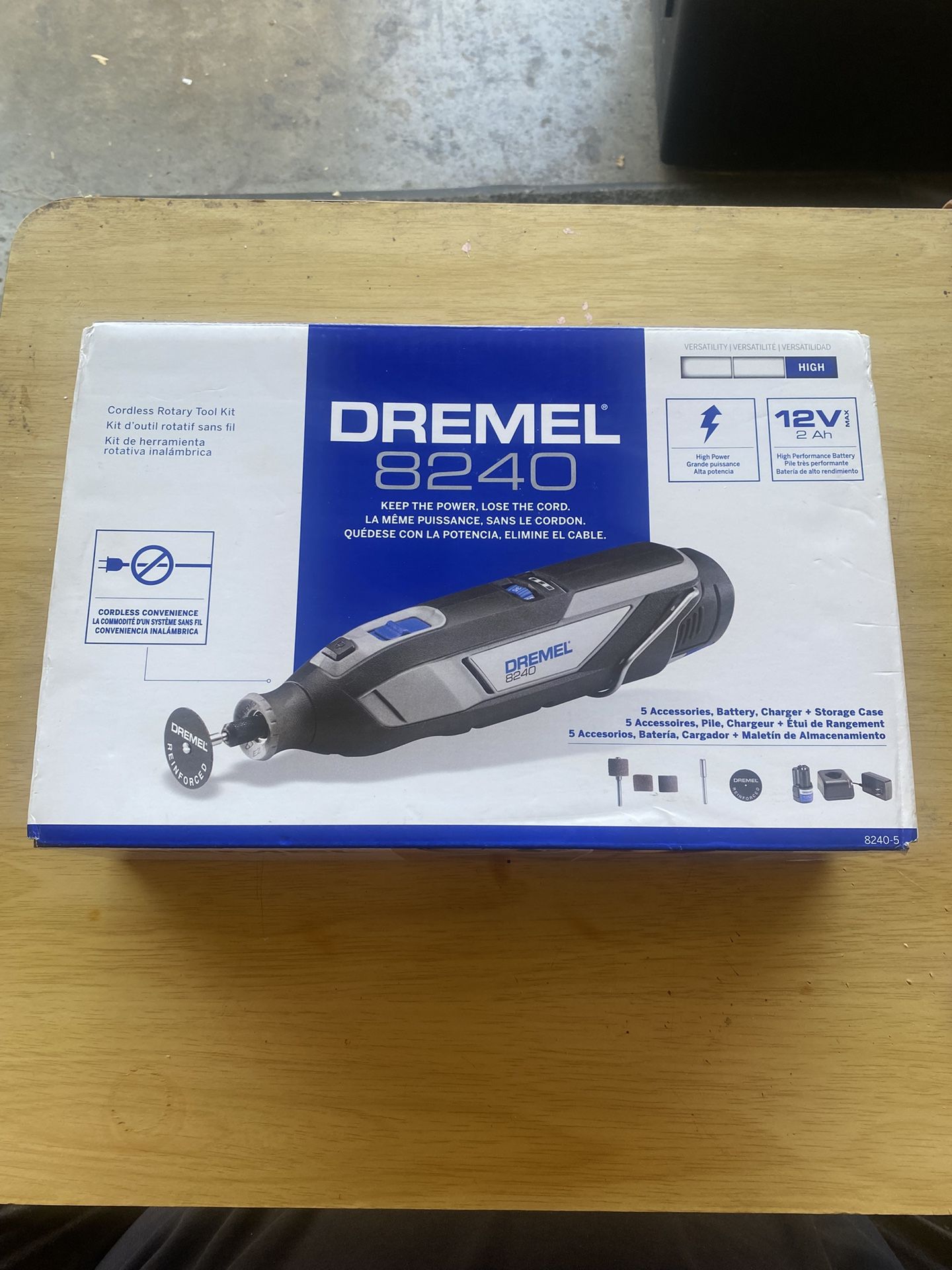 New Dremel 8240 12V Li-Ion 2-Amp Variable Speed Cordless Rotary Tool Kit with 2Ah Battery, 1-Charger, 5-Accessories and Storage Bag