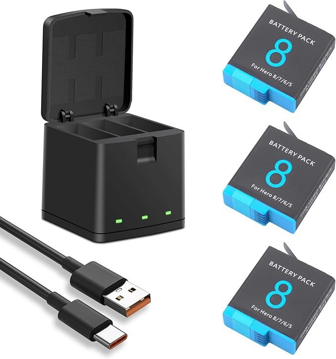 1500mAh 3-Pack Battery Compatible for GoPro Hero 8/7/6/5 Black