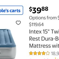 I have 2 twin size air mattresses used maybe 5 times the most just no longer need them my asking price comes with both mattresses(Belton p
