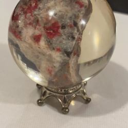 Plum Blossom-Cinnabar Balls Gem Quartz Crystal FENG Shui Sphere 159G!