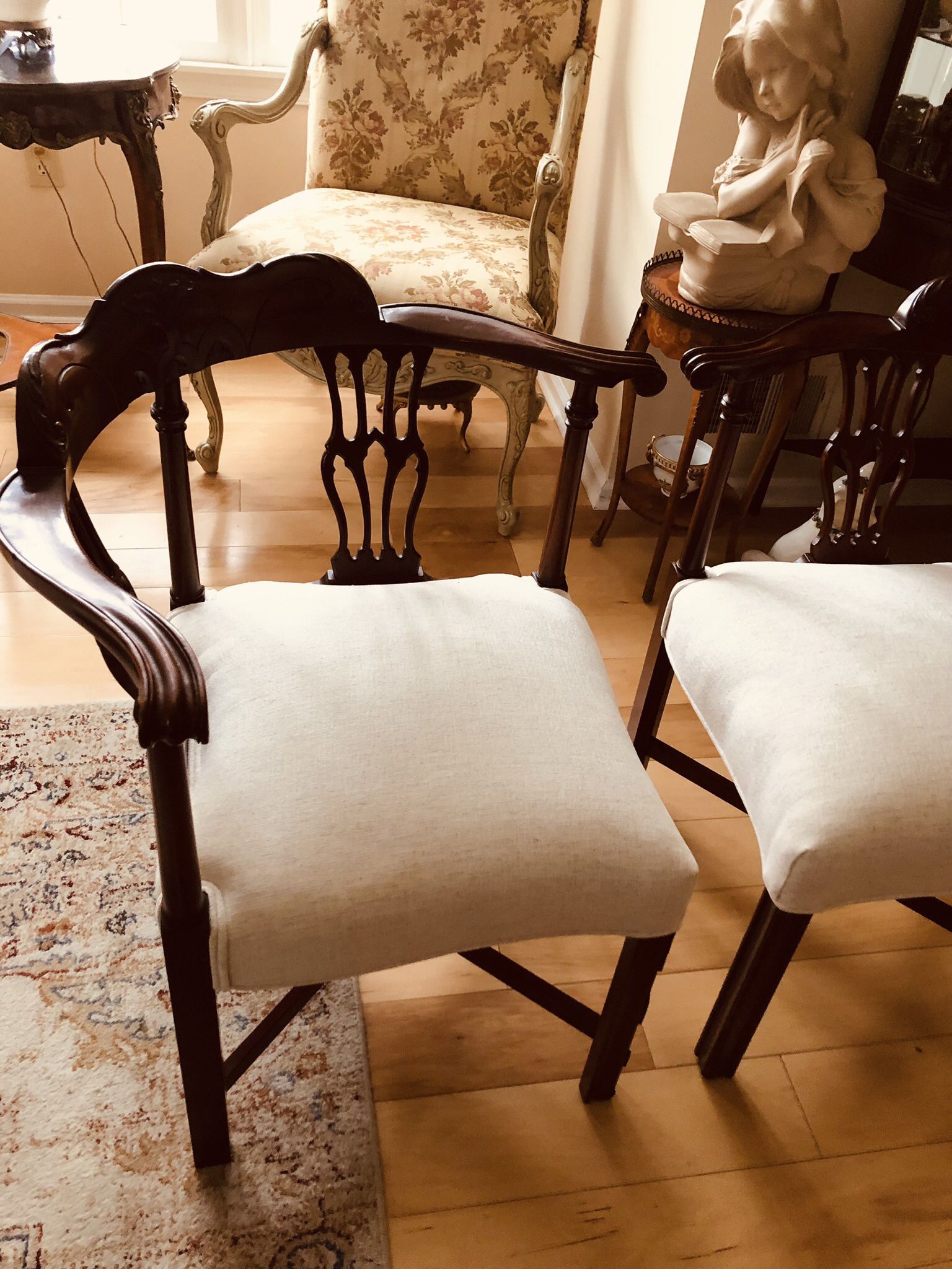 Set Of Two Antique Side Chairs Just Reupholstered