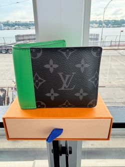 Louis Vuitton Slender Wallet Bifold Green and Black Authentic LV