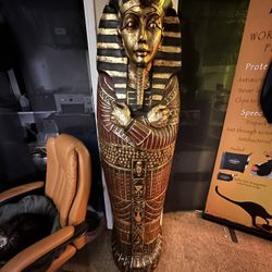 King Tutankhamen Tut Sarcophagus Cabinet over 6 feet tall Egyptian Pharaoh