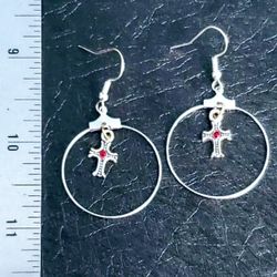  Ruby Earrings Silver Hoops