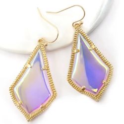 14k Gold plated Iridescent Crystal Teardrop Dangle earrings 
