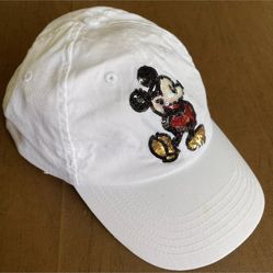 Mickey Mouse Sequin White Baseball Cap Hat Disney Parks One Size Adjustable