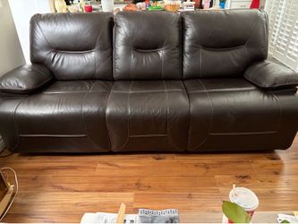 Leather brown sofa electric recliner