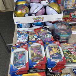 Pokémon Card Packs Sword & Shield , Scarlet & Violet Booster Pack, Pokemon TCG Poke Ball Tin, & Pokémon Snorlax + Darkrai Tin Packs 