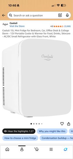Cooluli white mini fridge 15L