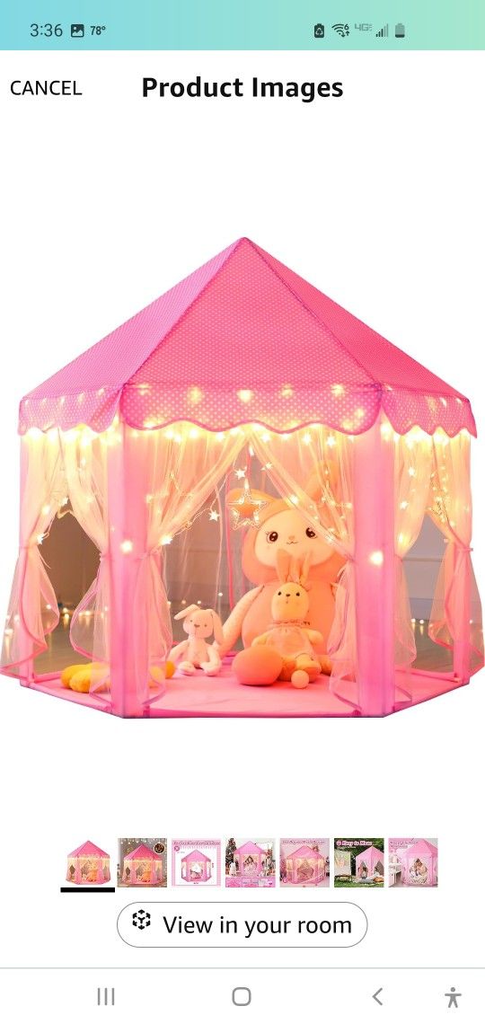 PRINCESS PLAY TENT 55" X 53" - NEW IN BOX