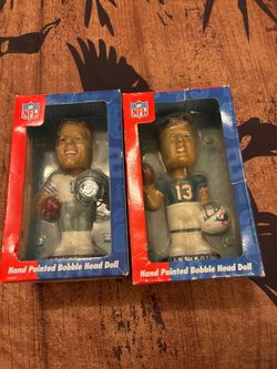 Vintage 2002 NFL Bobblehead Lot (2 Pcs) - Dan Marino & Troy Aikman NIB