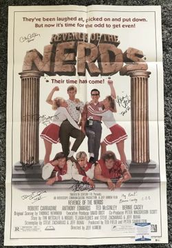 REVENGE OF THE NERDS 8 Cast Members Signed POSTER Original One Sheet BECKETT COA