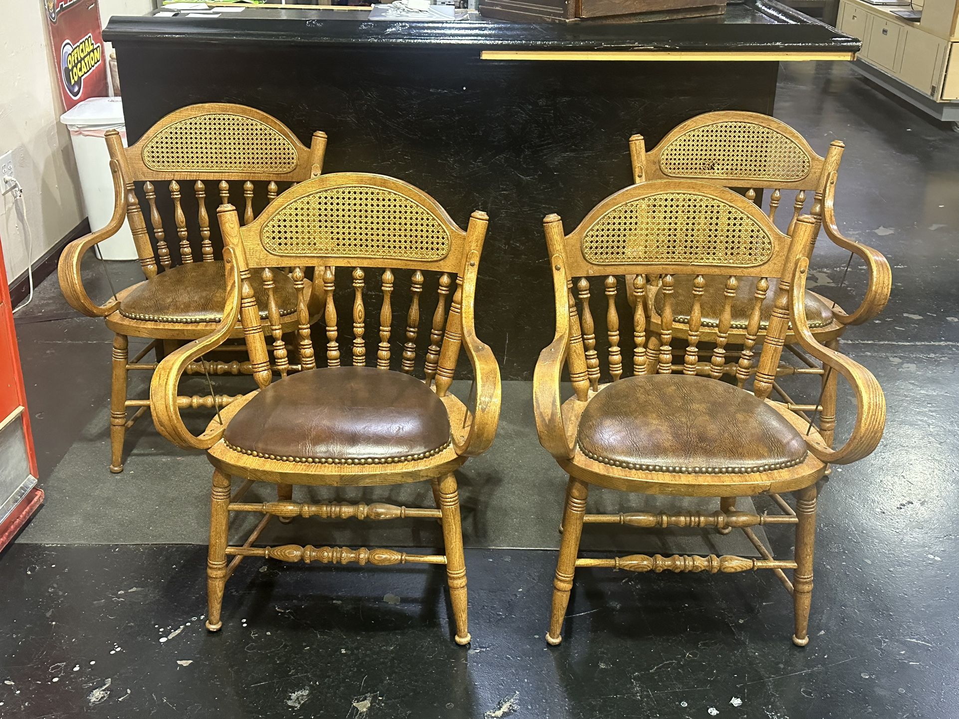 Set Of 4 Chairs - Wooden Base With Cushioned Seat