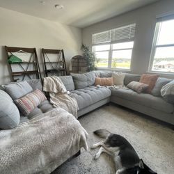 Used Large Grey Sectional With Minor Tear (please See Photos)