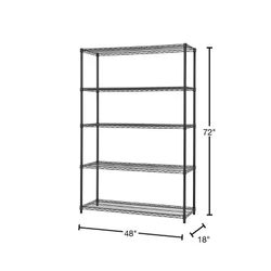 NEW IN BOX TRINITY Black Anthracite 5-Tier Steel Wire Shelving Unit (48 in. W x 72 in. H x 18 in. D