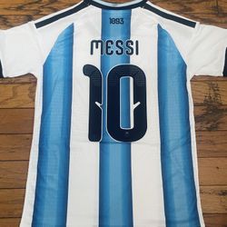 Messi Argentina White Soccer Jersey Men Youth