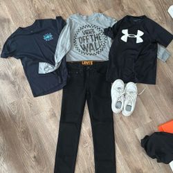 Boys Shirts, Levi jeans, Air Force Ones And Vans Shoes Sz 4