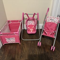 Graco Babydoll Set Pack, And Play, Stroller,  Swing, Highchair
