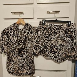 Juicy Couture Leopard Tracksuit (Short Sleeves and Shorts Set) Size Large and XLarge available: NEW