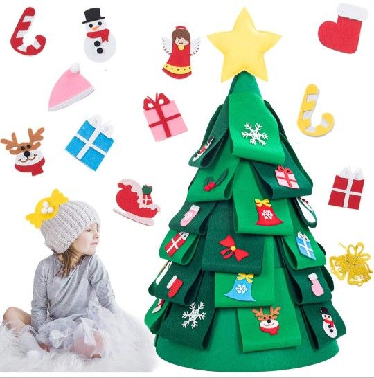 Ogrmar 3.8Ft 3D DIY Felt Christmas Tree Creative Cute