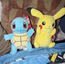 Pokemon Pikachu & Squirtle Plushies