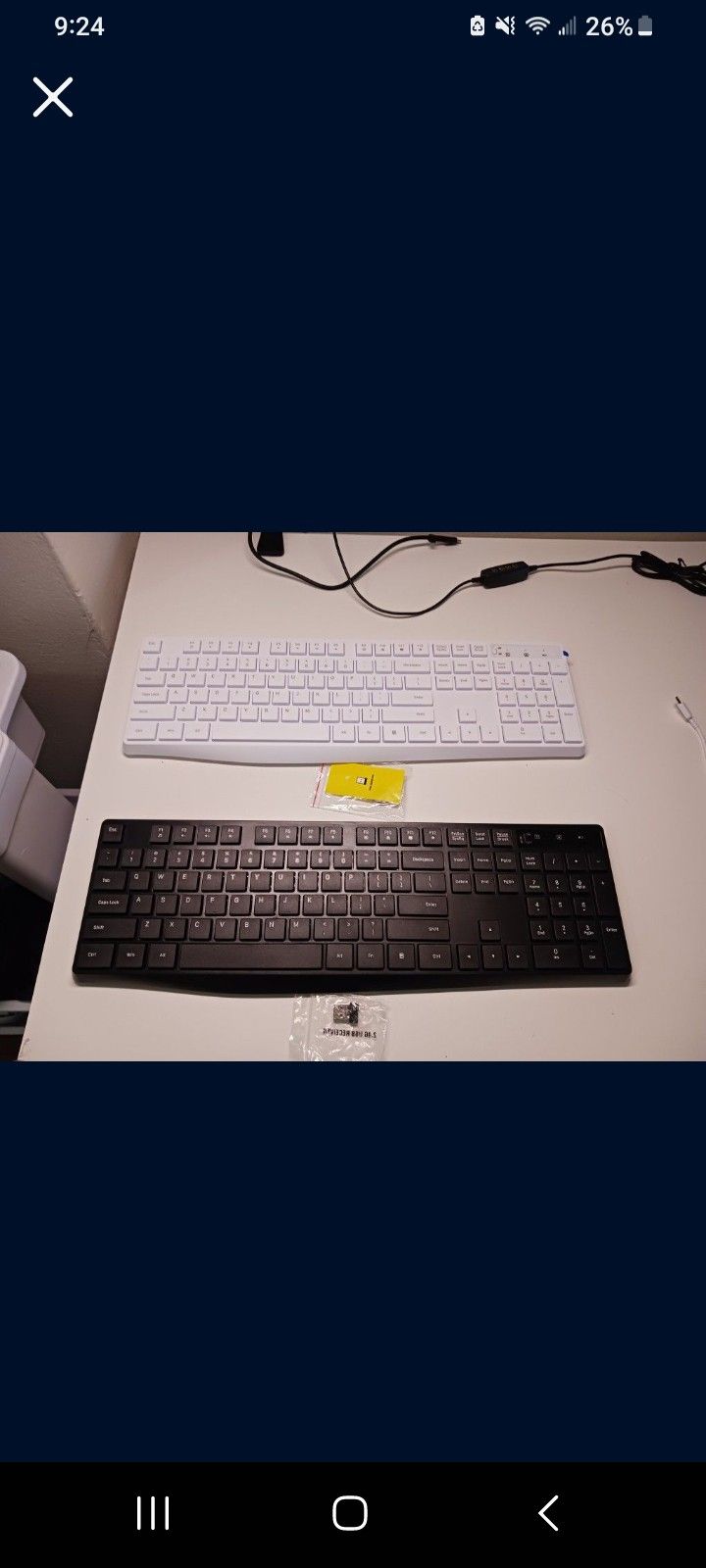 Wirekess keyboard New.
Black or white color.
Only 5 dollars each.
Incredible deal