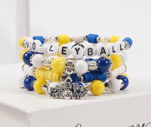 Volleyball Bracelet Set – Blue Yellow White – New