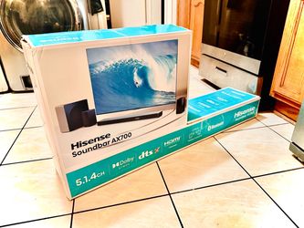 Hisense (AX700) Premium Dolby Atmos Soundbar System ≠ 5.1.4 Ch. Immersive 3D Audio, Rear Speakers