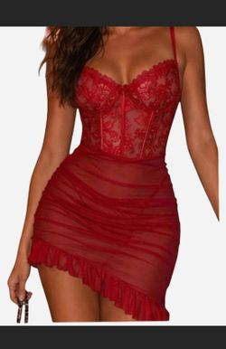 Girece Babydoll Lingerie Underwire Lace Chemise Nightgown