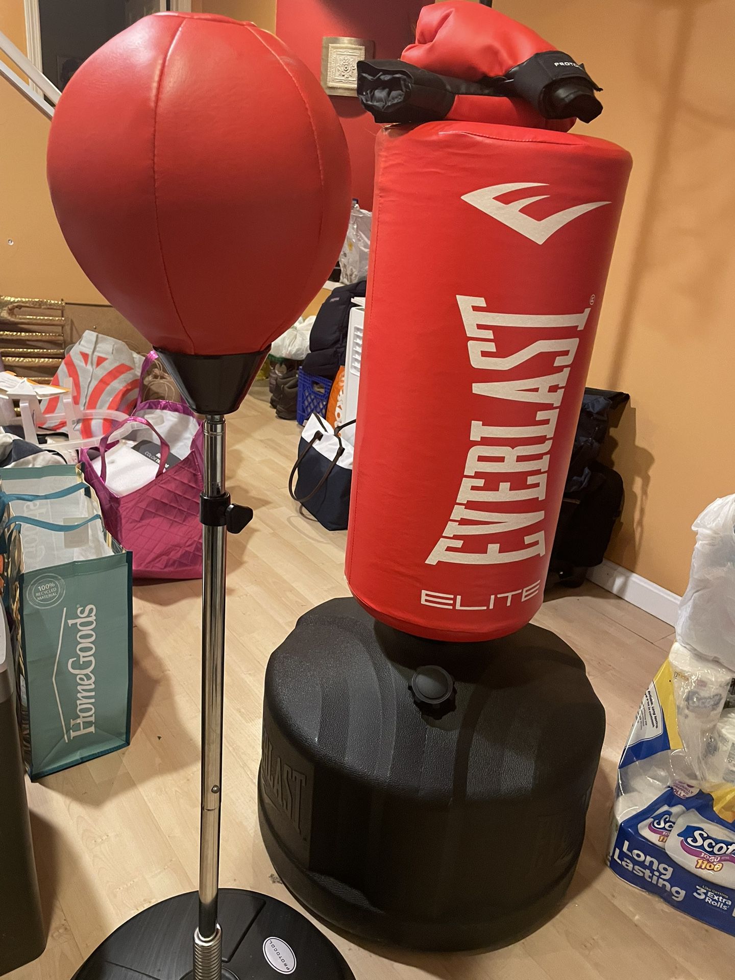 Everlast Punching bag (with) reflex bag and glove